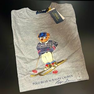 NEW Polo Ralph Lauren Grey Ski Alpine Bear T Shirt